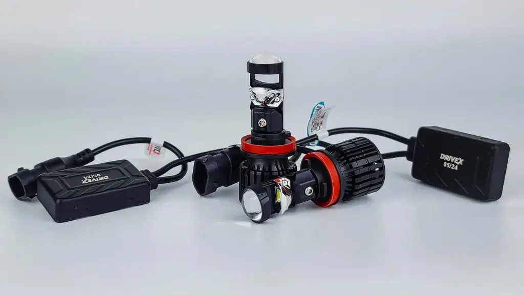 LED лампи автомобільні з лінзою DriveX LE-07 H11 6000K 55W 9-32V к-т.