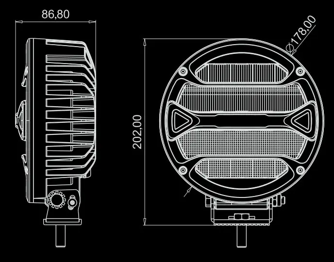 Фара додаткового світла DriveX WL R-102 DLX 7" DB+DRL 18L-90W OSR
