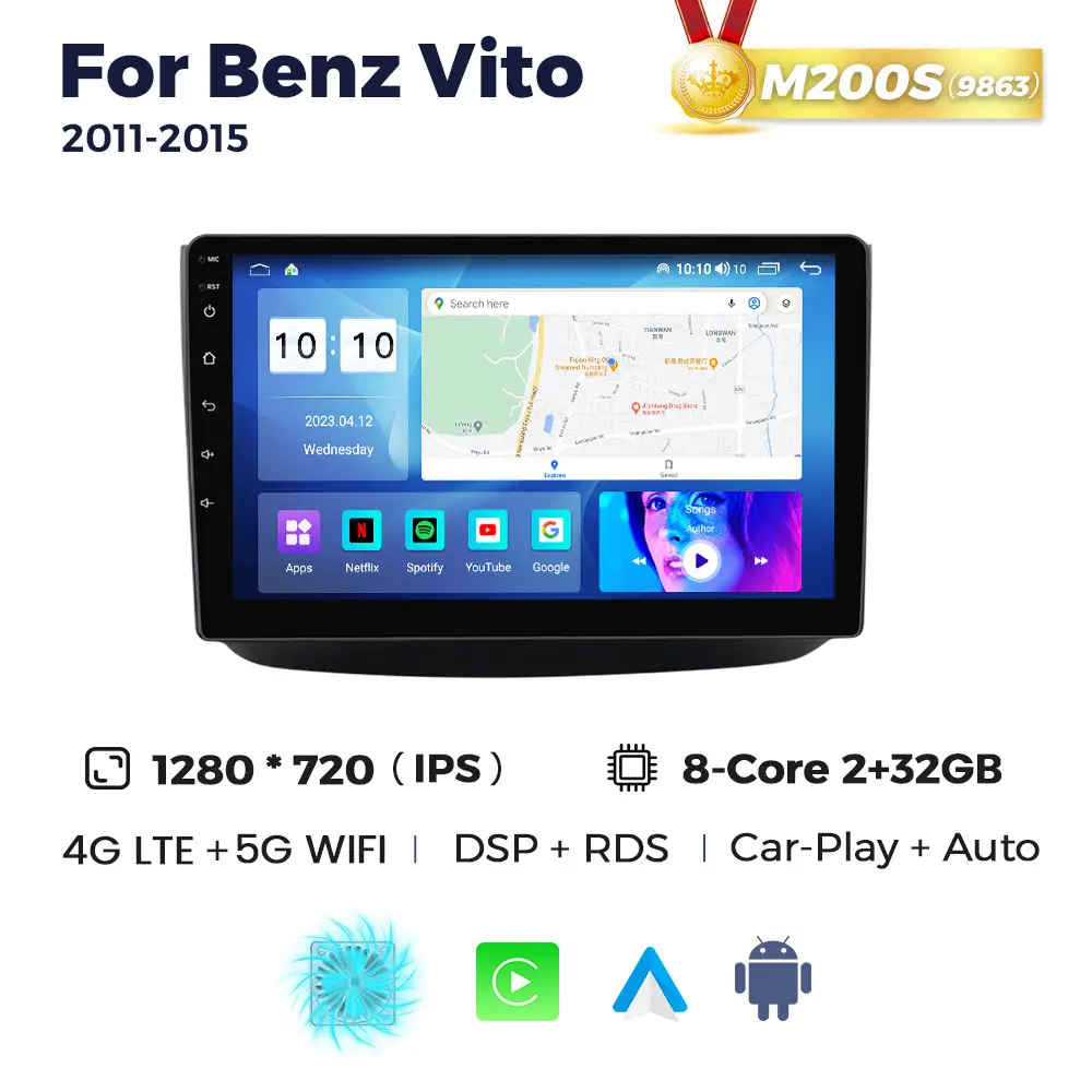 Магнітола Mercedes-Benz Vito (W639) (2/32, HD (1280x720) QLED)