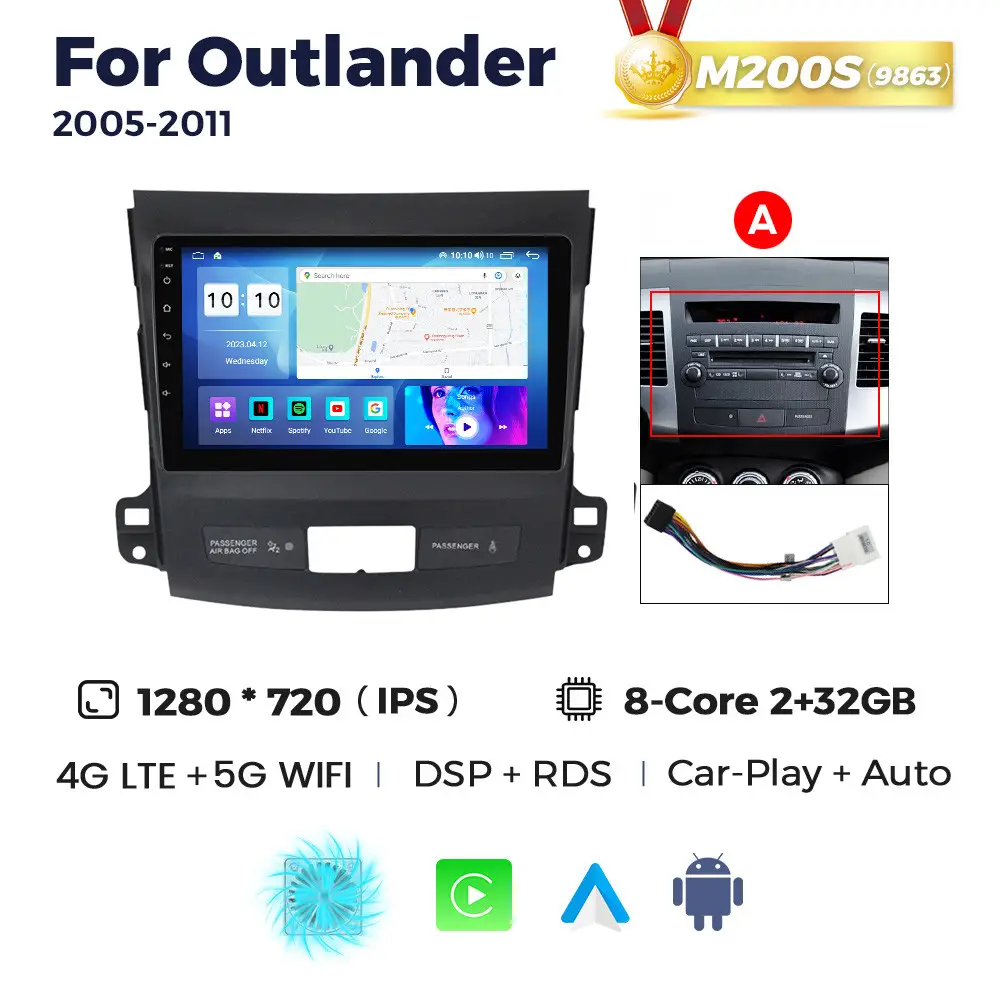 Магнітола Mitsubishi Outlander 2 (2/32, HD (1280x720) QLED)