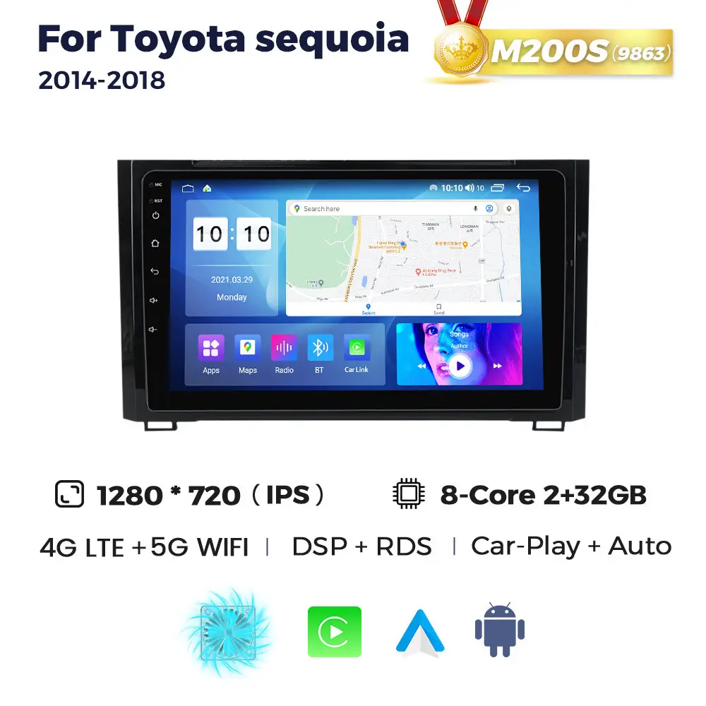 Магнітола Toyota Sequoia (XK60), Tundra (XK50) (2/32, HD (1280x720) QLED)
